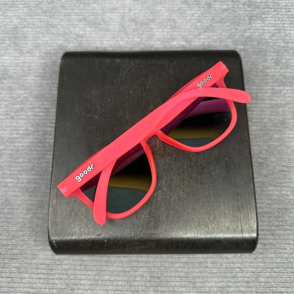 Goodr Flamingos on a Booze Cruise Sunglasses Matte Pink Blue Mirrored Polarized